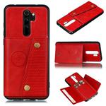 For Xiaomi Redmi 9 Double Buckle PU + TPU Shockproof Magnetic Protective Case with Card Slot & Holder(Red)