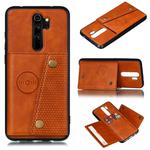 For Xiaomi Redmi 9 Double Buckle PU + TPU Shockproof Magnetic Protective Case with Card Slot & Holder(Light Brown)