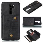 For Xiaomi Redmi 9 Double Buckle PU + TPU Shockproof Magnetic Protective Case with Card Slot & Holder(Black)
