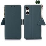 For Sony Xperia 10 VI Side-Magnetic TJ Genuine Leather RFID Phone Case(Green)