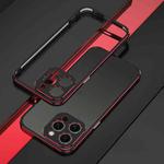 For iPhone 15 Pro Max Aurora Series Lens Protector + Metal Frame Phone Case(Black Red)