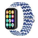 For Xiaomi Mi Band 8 Pro 18mm Buckle Nylon Braided Watch Band(Wave Pattern Blue White)