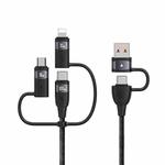 USAMS US-SJ645 U85 1.2m PD100W 6 in 1 Alloy Multifunctional Fast Charging Cable(Black)