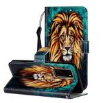 For Huawei P40 Oil Embossed Coloured Drawing Pattern Horizontal Flip PU Leather Case with Holder & Card Slots & Wallet(Lion)