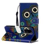 For Huawei P40 Oil Embossed Coloured Drawing Pattern Horizontal Flip PU Leather Case with Holder & Card Slots & Wallet(Blue Owl)