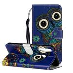 For Huawei Y6p Oil Embossed Coloured Drawing Pattern Horizontal Flip PU Leather Case with Holder & Card Slots & Wallet(Blue Owl)