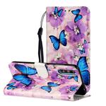 For Huawei Y8p / Enjoy 10s Oil Embossed Coloured Drawing Pattern Horizontal Flip PU Leather Case with Holder & Card Slots & Wallet(Purple Flower Butterfly)