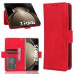 For Samsung Galaxy Z Fold5 Skin Feel Calf Texture Card Slots Leather Phone Case with Pen Slot(Red)