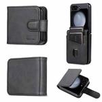 For Samsung Galaxy Z Flip5 5G AZNS Skin Feel Calf Texture Flip Leather Phone Case(Black)