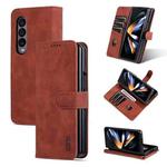For Samsung Galaxy Z Fold4 5G AZNS Skin Feel Calf Texture Flip Leather Phone Case(Brown)