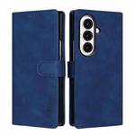 For Samsung Galaxy Z Fold7 5G AZNS Skin Feel Calf Texture Flip Leather Phone Case(Blue)