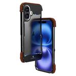 For iPhone 16 Plus R-JUST Ironwood Generation Metal Hybrid Wood Phone Case