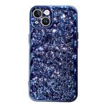 For iPhone 14 Plus Electroplated 3D Stone Texture TPU Phone Case(Blue)