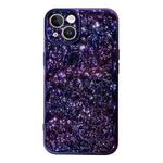 For iPhone 14 Plus Electroplated 3D Stone Texture TPU Phone Case(Dazzling Purple)