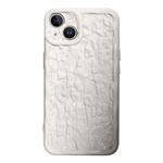 For iPhone 14 Plus Electroplated 3D Stone Texture TPU Phone Case(White)