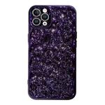 For iPhone 14 Pro Electroplated 3D Stone Texture TPU Phone Case(Dark Purple)