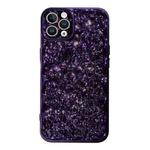 For iPhone 14 Pro Max Electroplated 3D Stone Texture TPU Phone Case(Dark Purple)