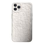 For iPhone 14 Pro Max Electroplated 3D Stone Texture TPU Phone Case(White)