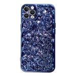 For iPhone 13 Pro Max Electroplated 3D Stone Texture TPU Phone Case(Blue)