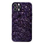 For iPhone 13 Pro Max Electroplated 3D Stone Texture TPU Phone Case(Dark Purple)