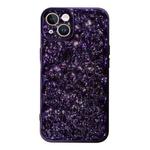 For iPhone 13 Electroplated 3D Stone Texture TPU Phone Case(Dark Purple)