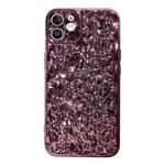 For iPhone 12 Electroplated 3D Stone Texture TPU Phone Case(Rose Gold)