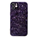 For iPhone 12 Electroplated 3D Stone Texture TPU Phone Case(Dark Purple)