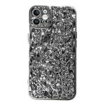For iPhone 12 Electroplated 3D Stone Texture TPU Phone Case(Silver)