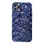 For iPhone 12 Pro Max Electroplated 3D Stone Texture TPU Phone Case(Blue)