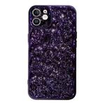 For iPhone 11 Electroplated 3D Stone Texture TPU Phone Case(Dark Purple)