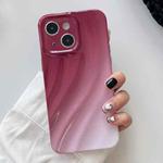 For iPhone 14 Plus Wave Texture Gradient Color TPU Phone Case(Wine Red-White)