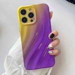 For iPhone 14 Pro Wave Texture Gradient Color TPU Phone Case(Yellow-Purple)