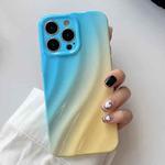 For iPhone 14 Pro Wave Texture Gradient Color TPU Phone Case(Blue-Yellow)