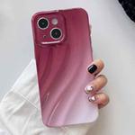 For iPhone 13 Wave Texture Gradient Color TPU Phone Case(Wine Red-White)