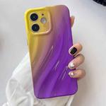 For iPhone 12 Wave Texture Gradient Color TPU Phone Case(Yellow-Purple)