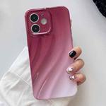 For iPhone 12 Wave Texture Gradient Color TPU Phone Case(Wine Red-White)