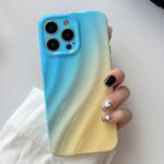 For iPhone 15 Pro Max Wave Texture Gradient Color TPU Phone Case(Blue-Yellow)