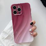 For iPhone 15 Pro Wave Texture Gradient Color TPU Phone Case(Wine Red-White)
