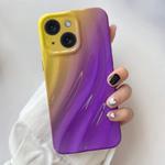 For iPhone 15 Plus Wave Texture Gradient Color TPU Phone Case(Yellow-Purple)