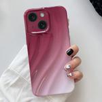 For iPhone 15 Plus Wave Texture Gradient Color TPU Phone Case(Wine Red-White)
