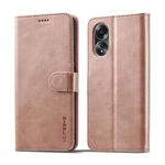 For OPPO A58 4G / A98 5G / F23 5G LC.IMEEKE Calf Texture Horizontal Flip Leather Case(Rose Gold)