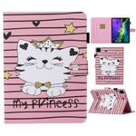 For iPad Pro 11 (2020) Colored Drawing Pattern Horizontal Flip PU Leather Tablet Case with Holder & Card Slot & Sleep / Wake-up Function(Crown Cat)