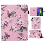 For iPad Pro 11 (2020) Colored Drawing Pattern Horizontal Flip PU Leather Tablet Case with Holder & Card Slot & Sleep / Wake-up Function(Pink Flowers)