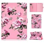 For iPad 10.2 Colored Drawing Pattern Horizontal Flip PU Leather Case with Holder & Card Slot & Sleep / Wake-up Function(Pink Flowers)