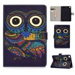 For iPad Mini 2019 & 4 & 3 & 2 & 1 Colored Drawing Pattern Horizontal Flip PU Leather Case with Holder & Card Slot & Sleep / Wake-up Function(Owl)