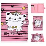 For iPad Mini 2019 & 4 & 3 & 2 & 1 Colored Drawing Pattern Horizontal Flip PU Leather Case with Holder & Card Slot & Sleep / Wake-up Function(Crown Cat)