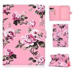 For iPad Mini 2019 & 4 & 3 & 2 & 1 Colored Drawing Pattern Horizontal Flip PU Leather Case with Holder & Card Slot & Sleep / Wake-up Function(Pink Flowers)