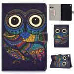 For Samsung Galaxy Tab A 10.1 (2019) T510/T515 Colored Drawing Pattern Horizontal Flip PU Leather Case with Holder & Card Slot(Owl)