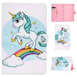 For Samsung Galaxy Tab A 10.5 T590/T595 Colored Drawing Pattern Horizontal Flip PU Leather Case with Holder & Card Slot(Unicorn)