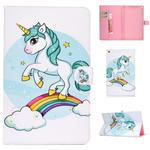 For Amazon Kindle Fire HD 8 2016/2017 Colored Drawing Pattern Horizontal Flip PU Leather Case with Holder & Card Slot & Sleep / Wake-up Function(Unicorn)